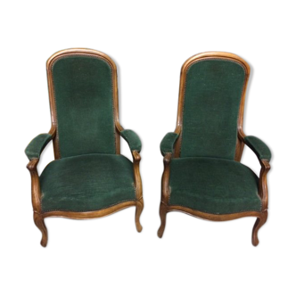 Paire de fauteuil voltaire noyer