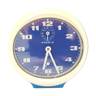 Mechanical alarm clock vintage wehrle blue