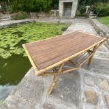 Table basse en rotin vintage vers 1960