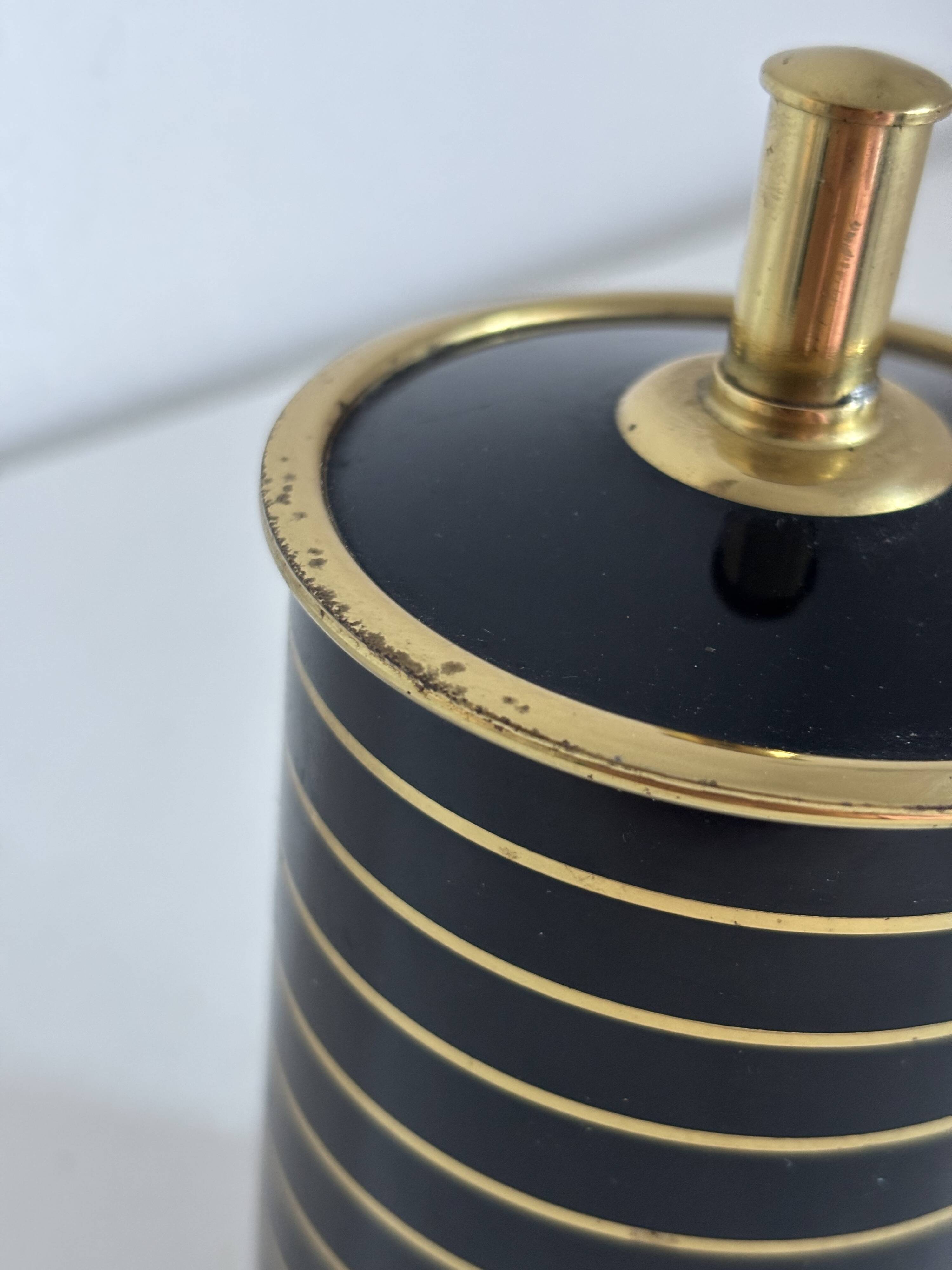 Vintage 1960 black cigarette case with golden stripes - 14 x 7 cm