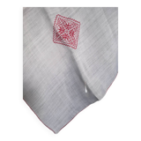 Nappe et serviettes anciennes lin fin blanc broderies rouge