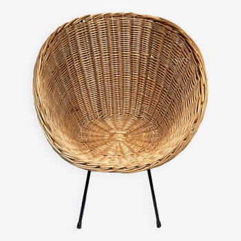 Wicker and metal armchair