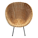 Wicker and metal armchair