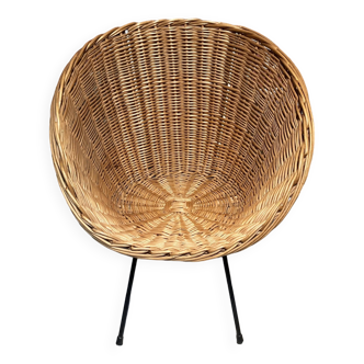Wicker and metal armchair