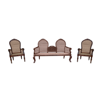 Canapé et fauteuils ancien style colonial