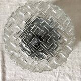 Vintage round ceiling light in molded glass