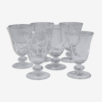 Set of 6 conical glasses with glass ball feet