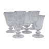 Set of 6 conical glasses with glass ball feet