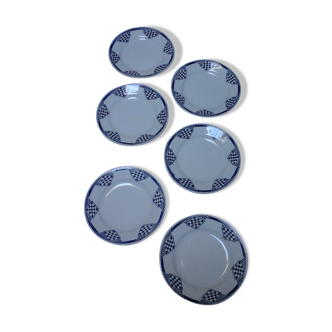 Lot of 6 old dessert plates model puppet of mill of wolves