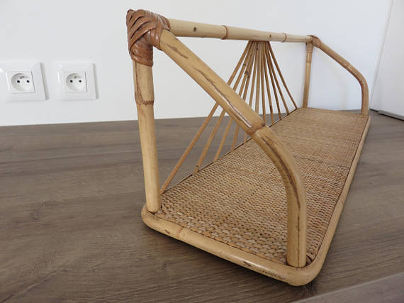 50 - 60's rattan wall shelf