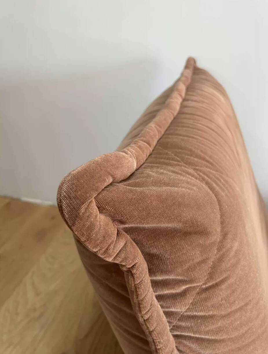 Vintage armchair and ottoman, brown velvet, Switzerland 1960