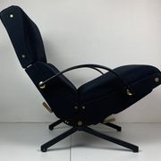Midcentury dark navy blue Italian lounge chair by Osvaldo Borsani for Tecno, 1950s