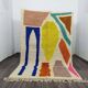 Blessed Moroccan Ourain rug, handwoven with colourful patterns, 150/250 cm.