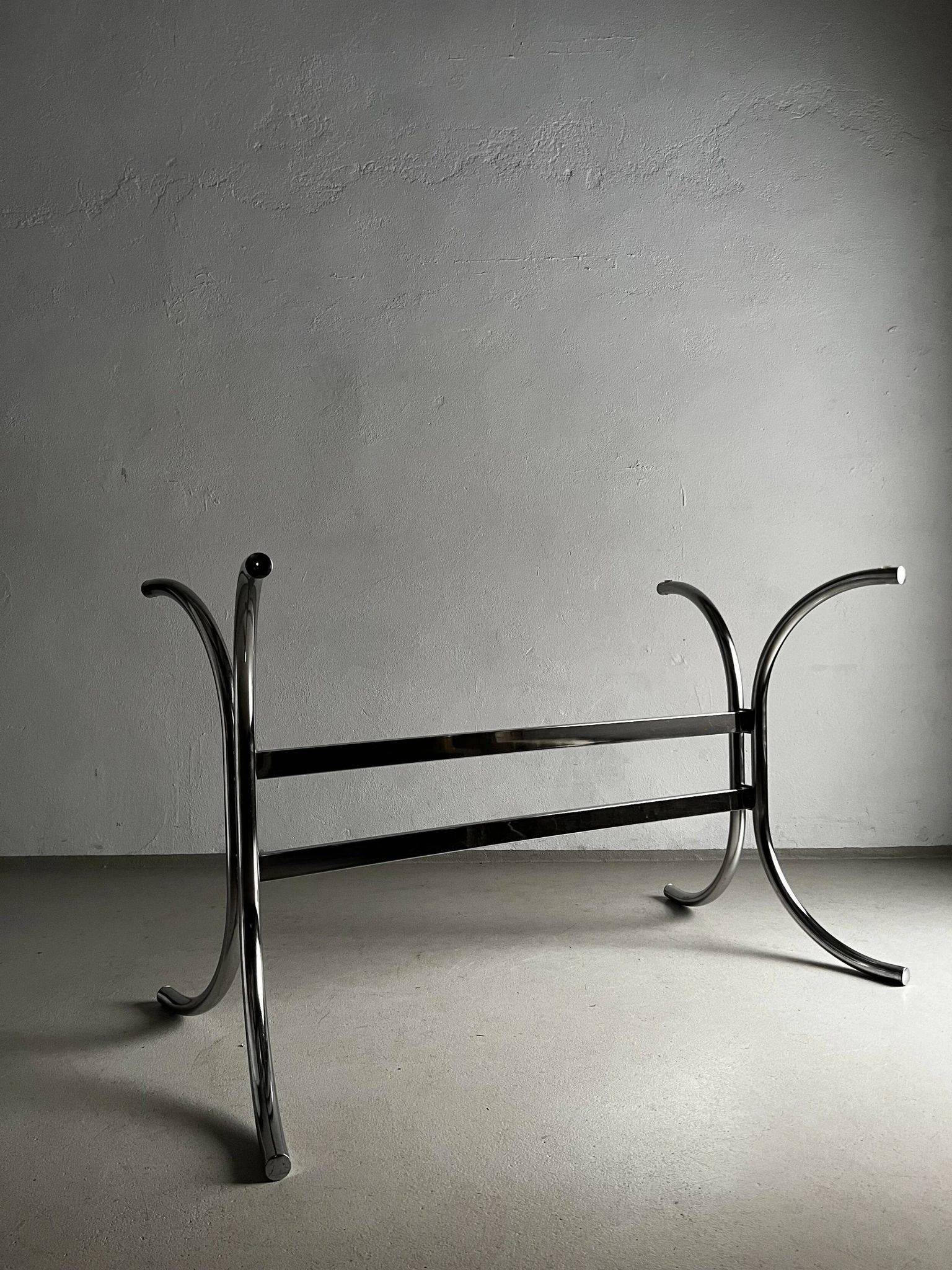 Chrome smoked glass dining table | Italy | 1970s