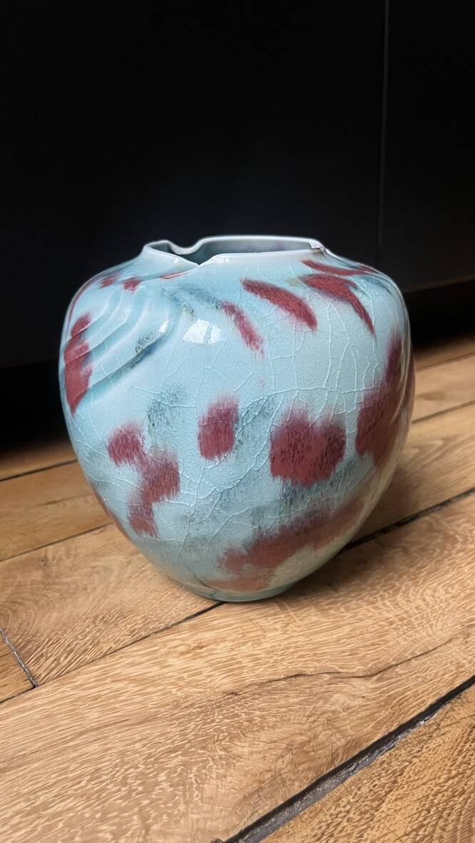 Turquoise and colorful ceramic vase