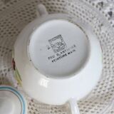 Vintage Salins earthenware sugar bowl - Floral pattern