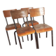Lot de 4 chaises d'école métal et bois