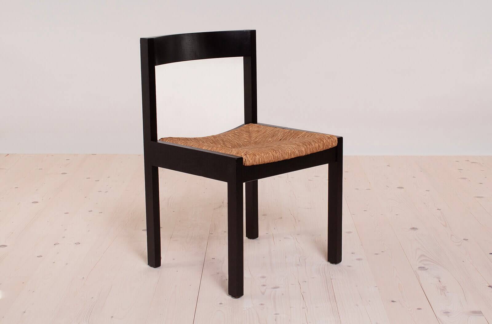 Vintage dining set, 4 chairs, extendable dining table, rope seating, 1970s