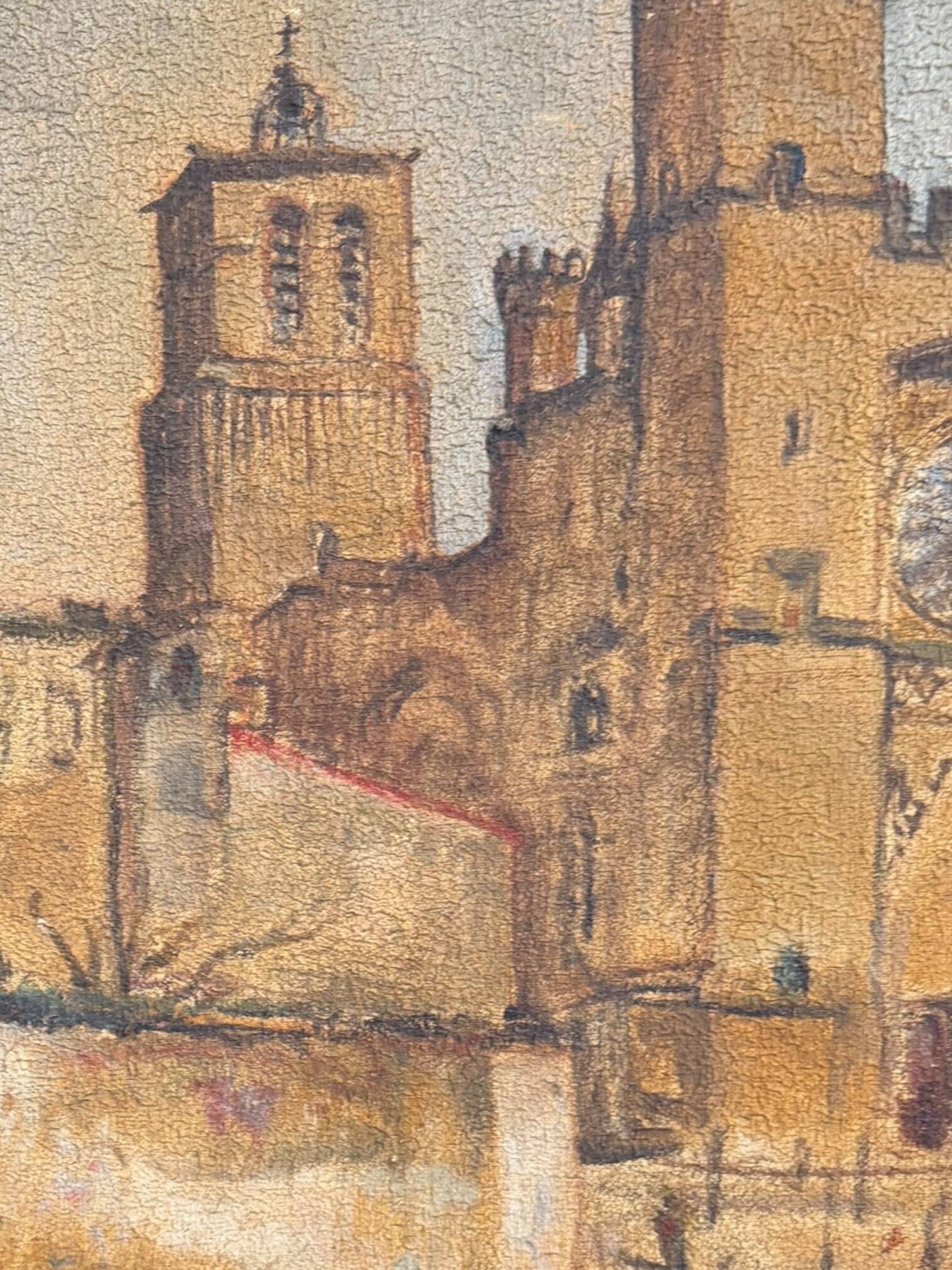 Huile sur toile vue de Béziers