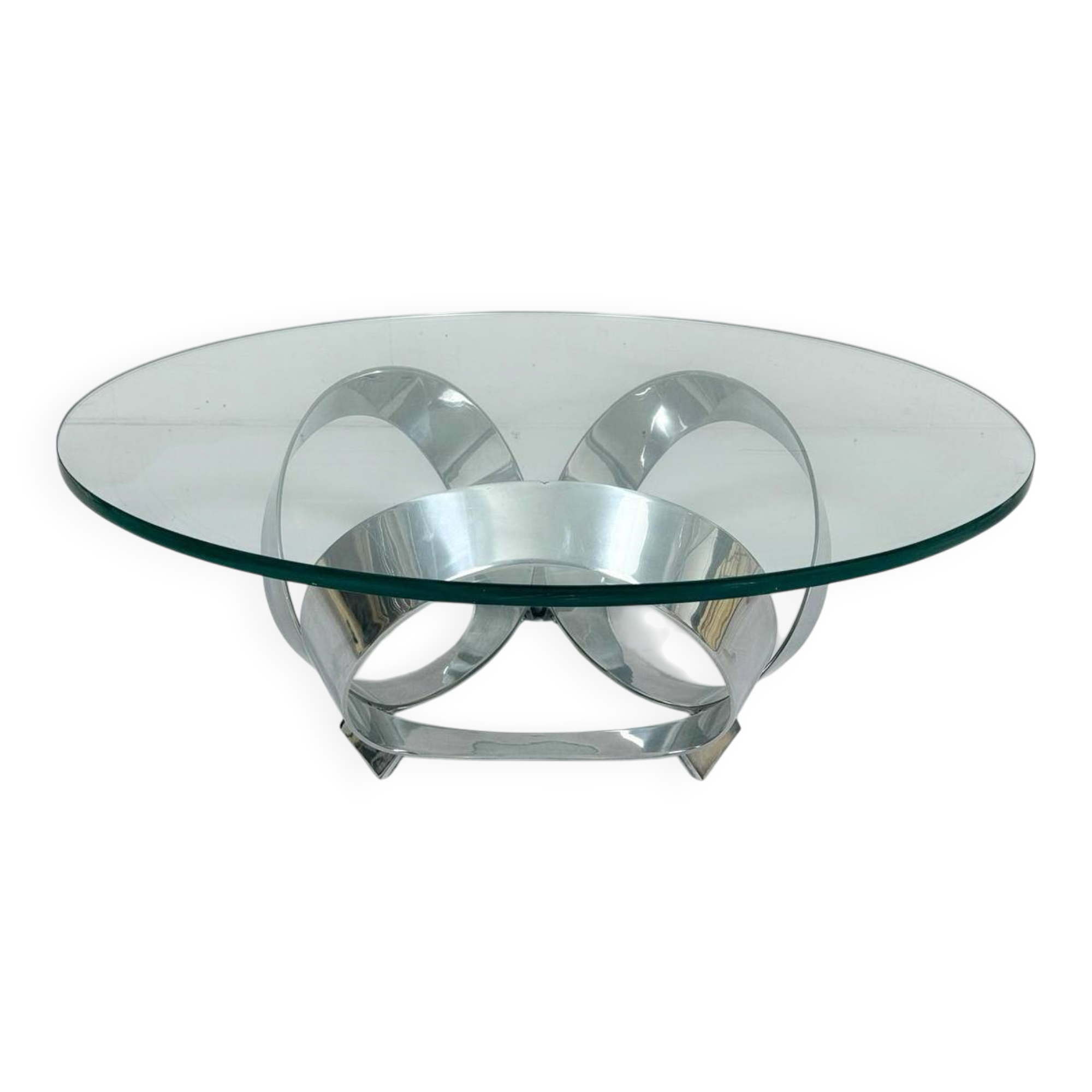 Knut Hesterberg. Space Age coffee table by Knut Hesterberg for Ronald Schmitt, diamond aluminium, 1970s, Germany.
