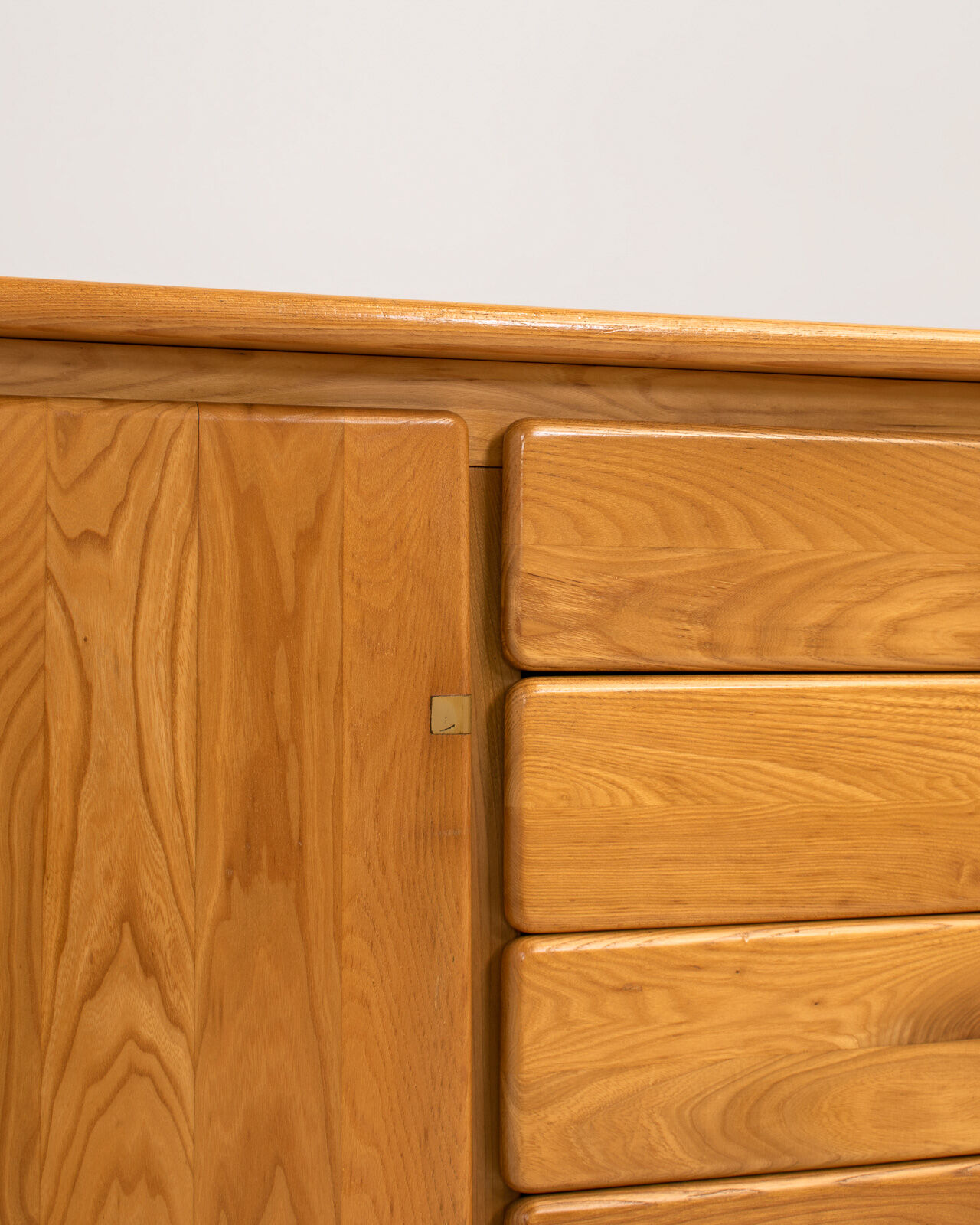 Solid Elm & Brass Sideboard by Romanutti, Italy, 1970s