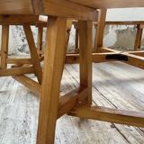 Set of round table and 4 rounded benches, 1950