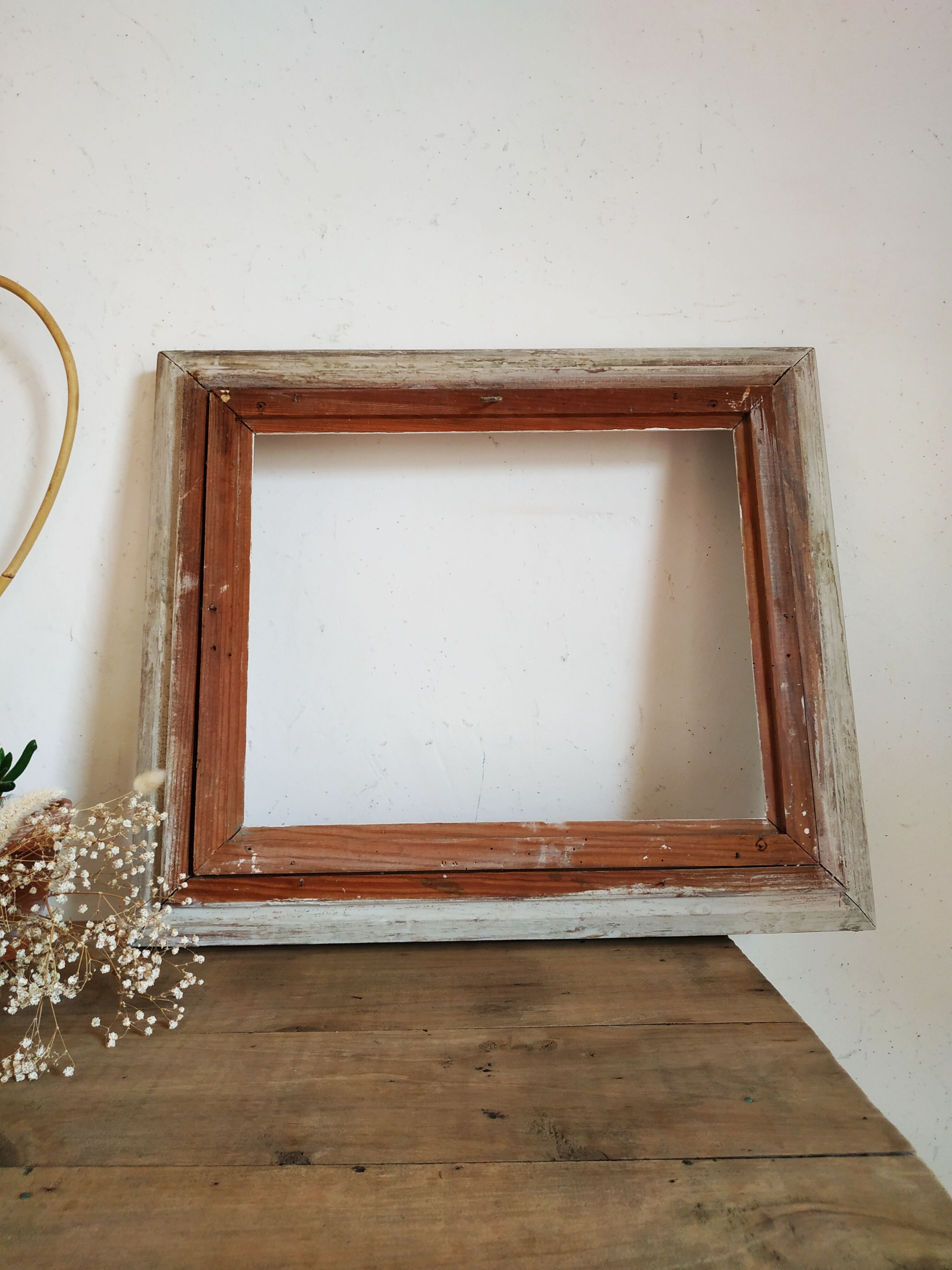 Old white patina frame