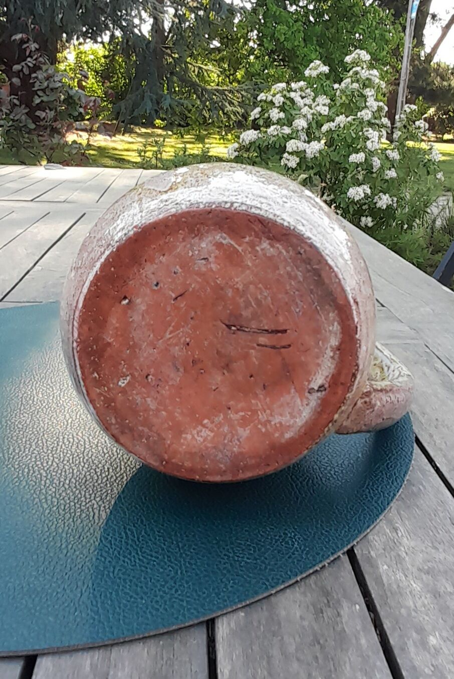 Old cider pitcher in varnished sandstone early 20th century
