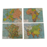 Set of 4 old puzzles with geographical themes