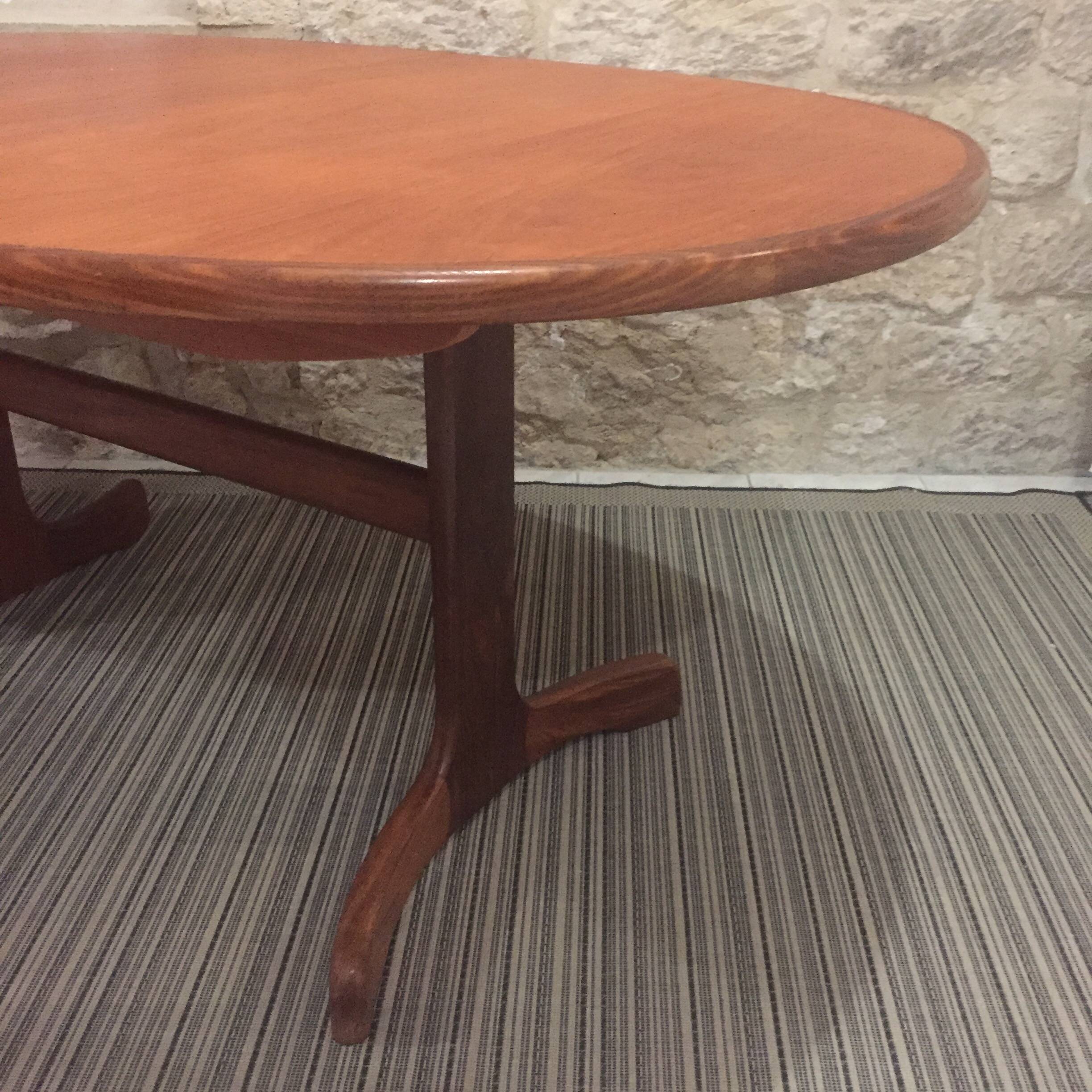 Table à manger scandinave en teck ovale avec rallonge centrale