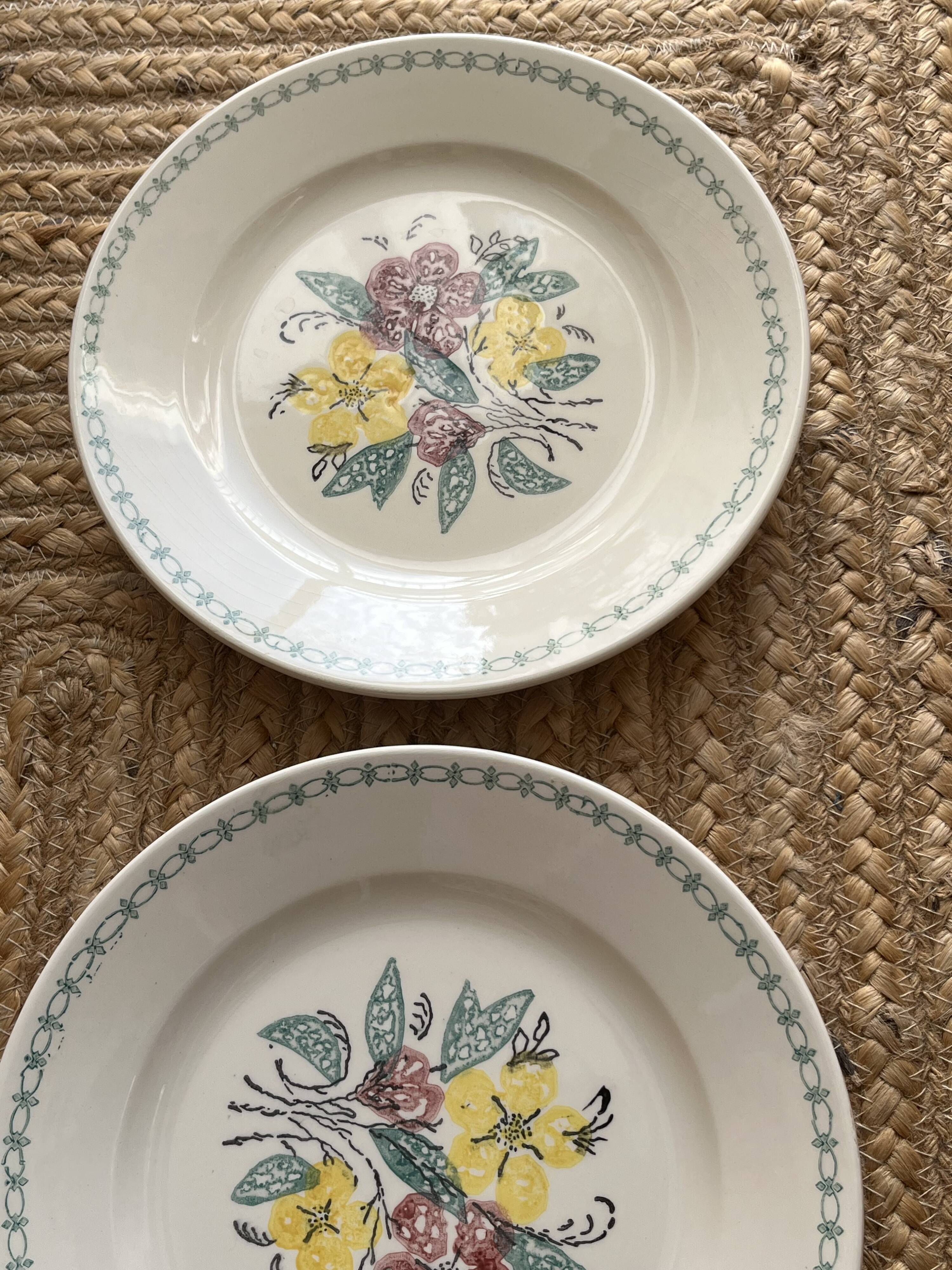 6 assiettes plates Digoin Sarreguemines années 40