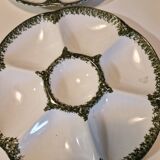 Lot of 8 oyster plates in GIEN France barbotine earthenware stamped