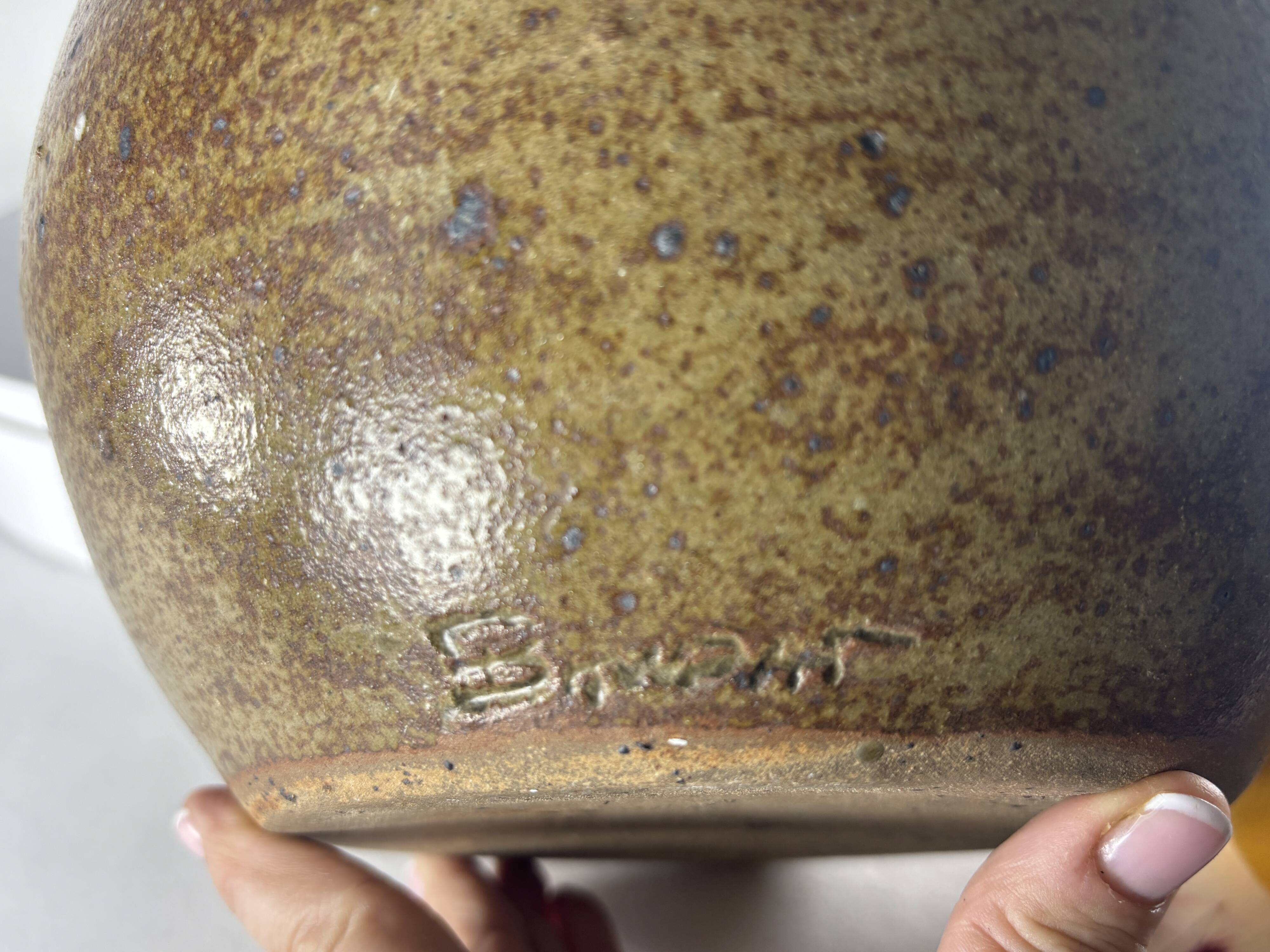 Round stoneware vase by Guy Baudat, France, Vintage 1970, XL