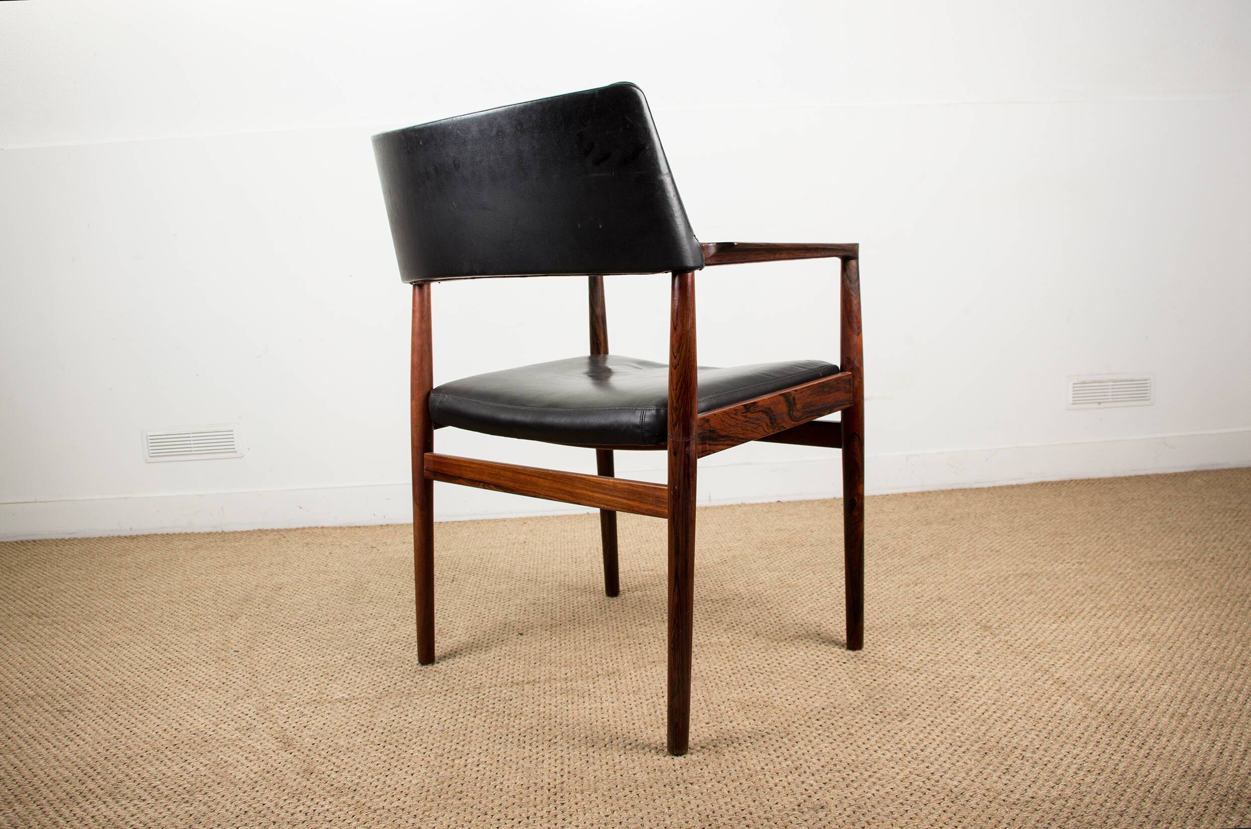 Danish Rosewood and Leather Office Chair by Erik Worts 1960.