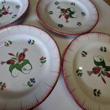 6 antique flat plates in earthenware in good condition.