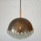 1/4 Vintage glass pendant light / brutalist copper bar lamps  MCM 1970s