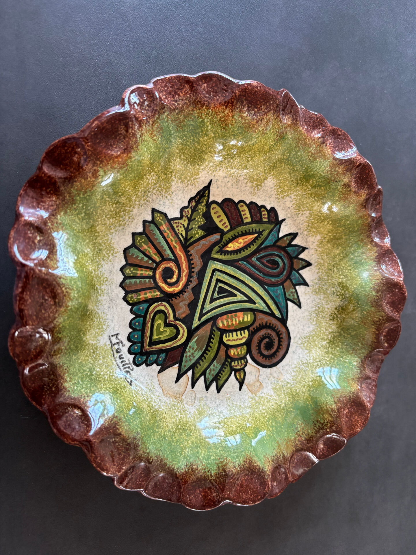 Plate with scalloped edges Paul Fouillen Quimper