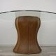 Round table from the 60s - 70s in rattan and glass