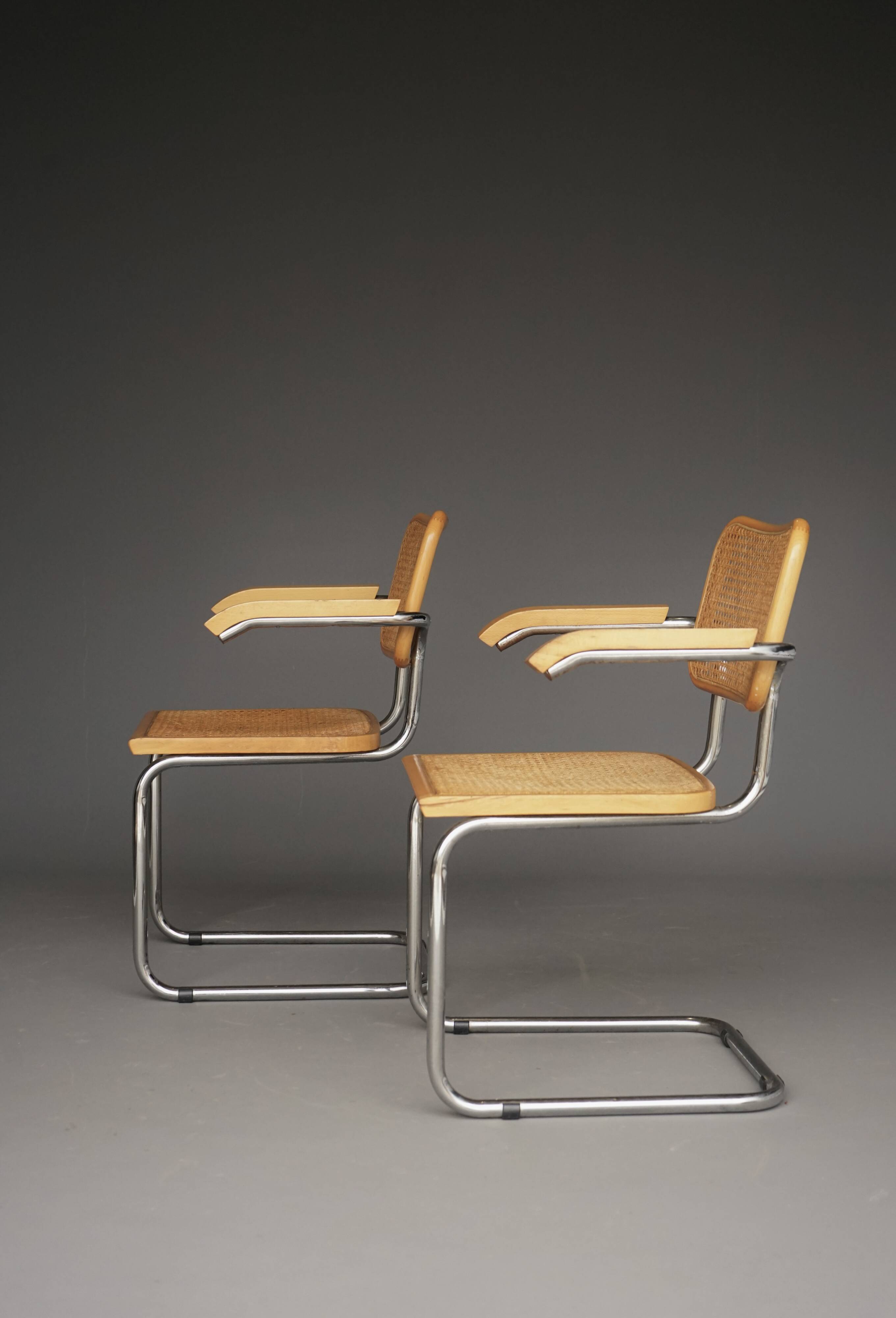 Fauteuils Cesca de Marcel Breuer. Italie, années 1960. Lot de 2