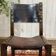 Set of 6 English chairs in oak and fine leather from the late 19th century.