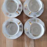 4 cups and saucers made of fine porcelain from Bavaria.