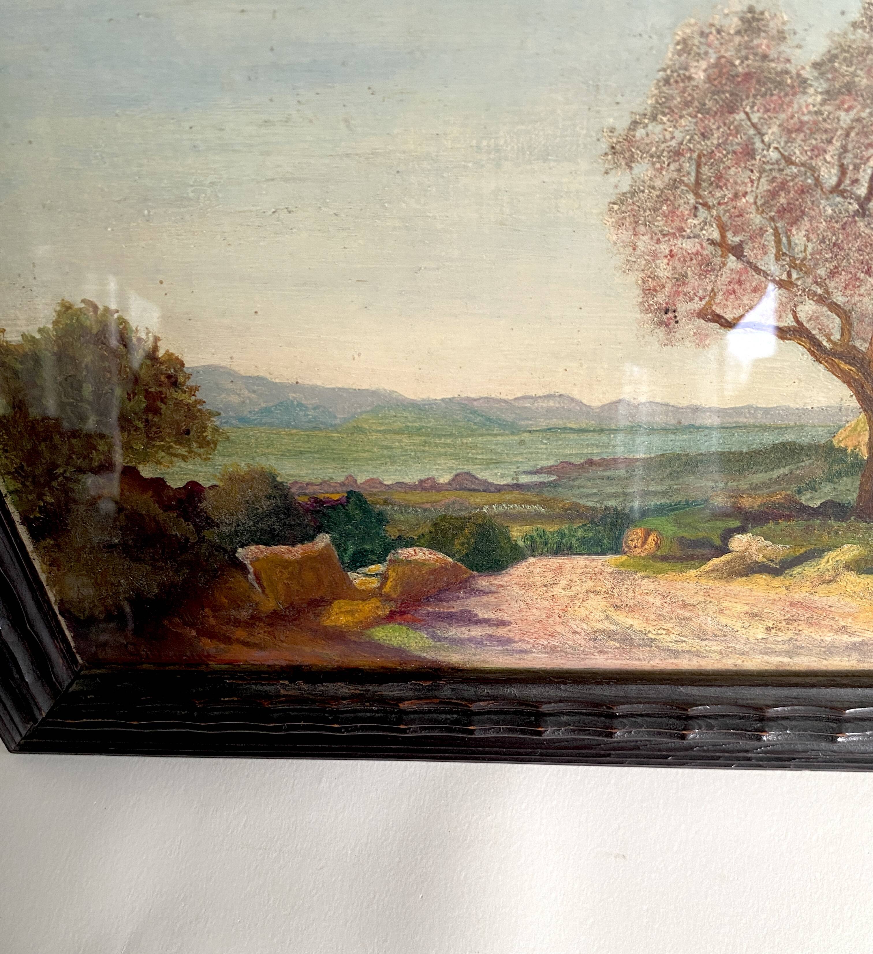 Oil, glazed wooden frame