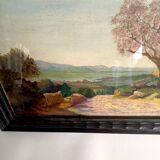 Oil, glazed wooden frame