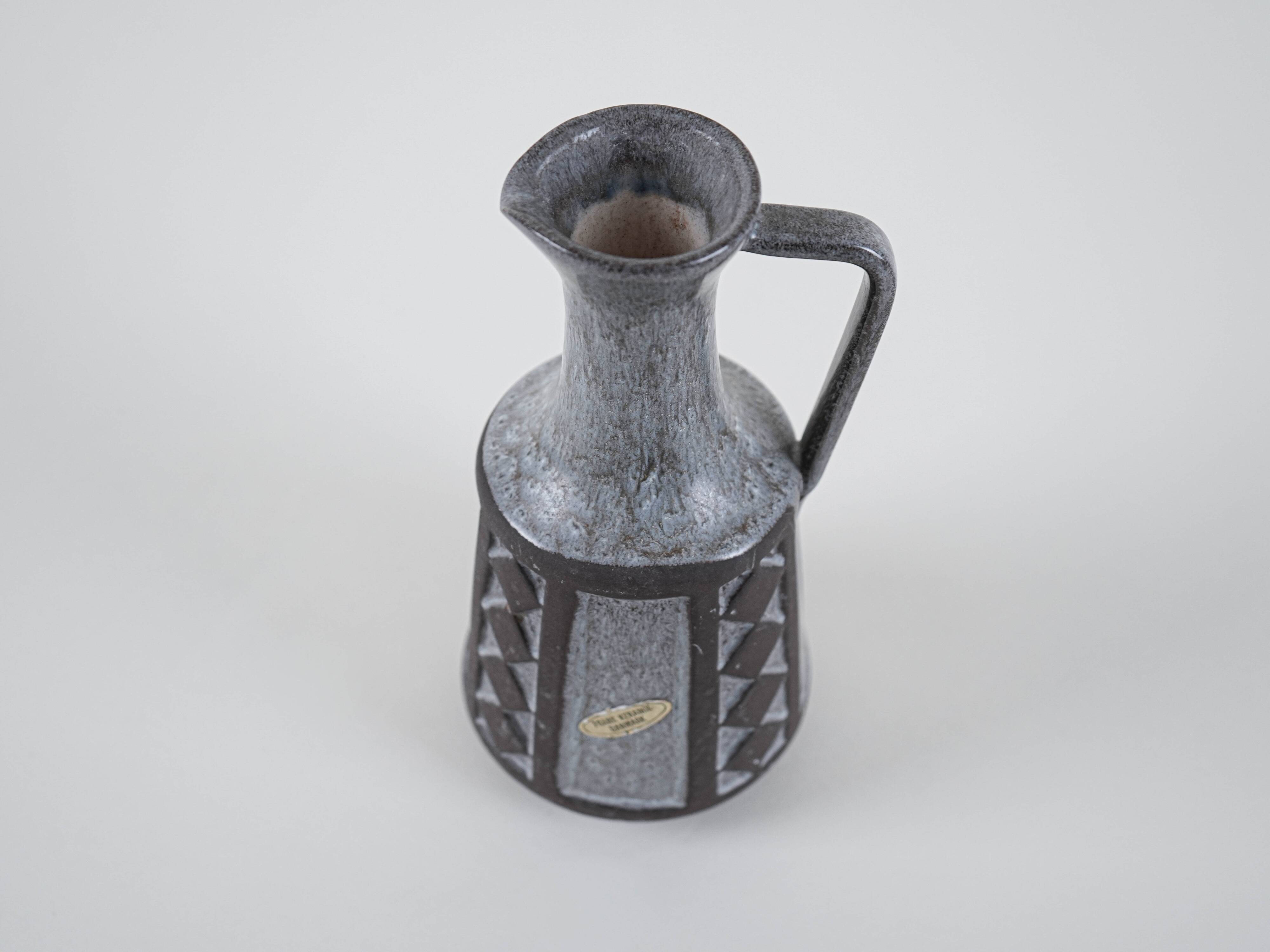 Grey ceramic vase, Danish design, 1970s, manufactured by Frank Keramik