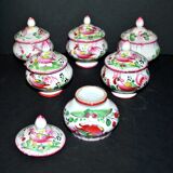 Set of 6 antique cream pots decorated with rooster decoration - Faïenceries de L'Est - Saint-Clément?