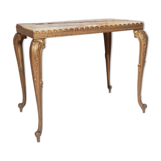 Table en basse en marbre et laiton de style régence