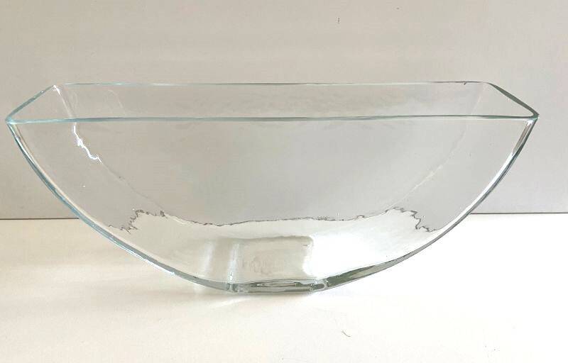 Vase Container Tealight Holder Thick Glass Hammered Half Moon Design