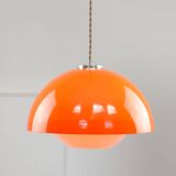 Italian Space Age Pendant in Chrome and Orange Plexiglass, 1970s