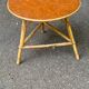 Table basse vintage ronde cuir rotin et bambou