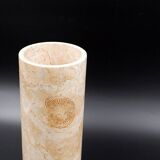 Cylindrical marble vase with fossil motif